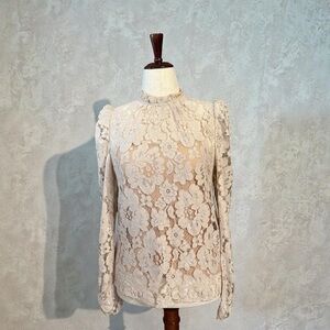 NWT WAYF Puff Sleeve Lace Blouse Size S